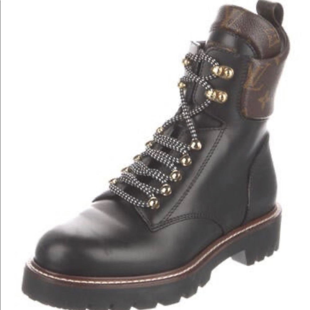 AUTHENTIC Louis Vuitton Graphic Print Combat Boots - Size 7.5 - Picture 2 of 10